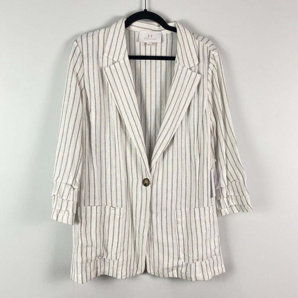 H by Halston White Striped Blazer